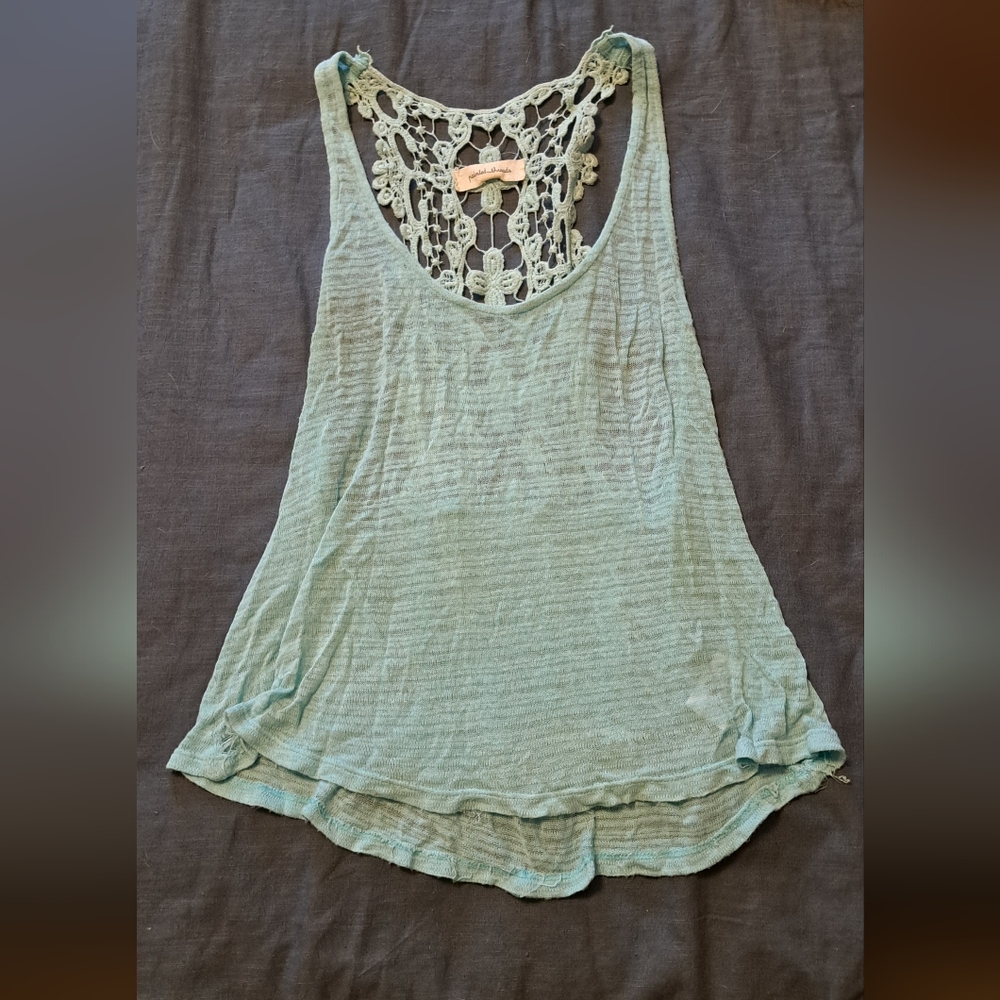 Painted Threads Green Ribbed Backless Tank Top